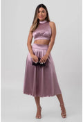 SAIA SATIN MIDI PREGAS ROXO LABRAVA