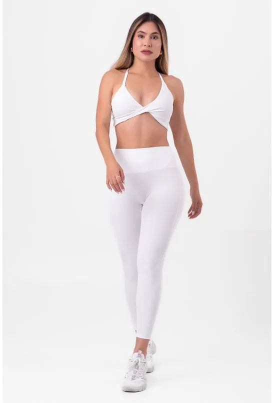 CONJUNTO FITNESS CALÇA LEGGING E TOP BRANCO