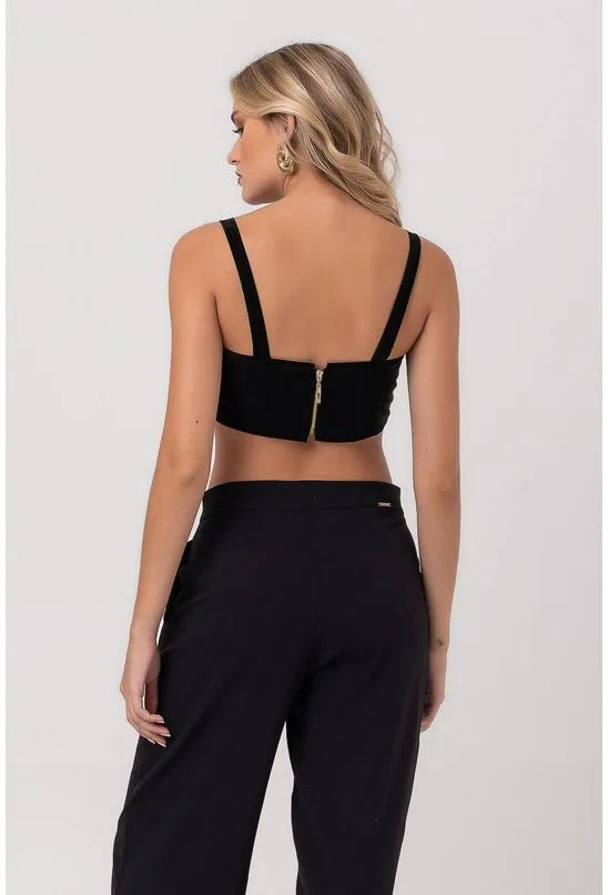 TOP COURO TECNO CURTO PRETO LABRAVA