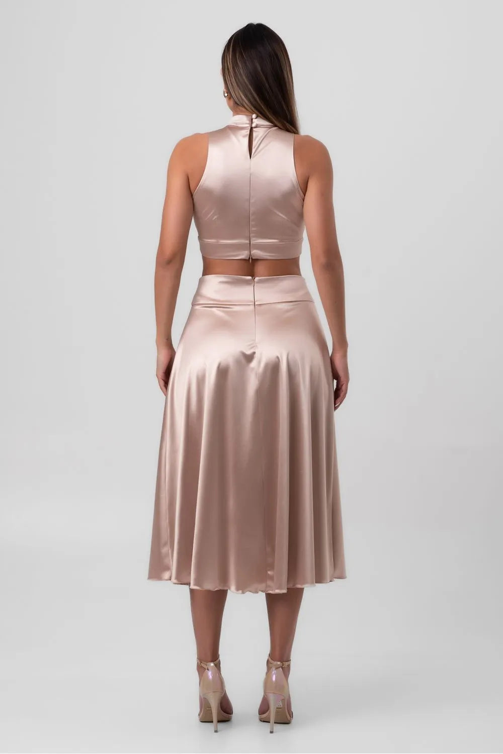 TOP SATIN CROPPED BEGE LABRAVA