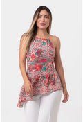 BLUSA PONTA FRENTE ÚNICA PAISLEY FLORAL PEQUIÁ