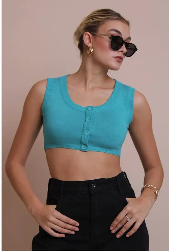 TOP TRICOT BOTÕES ANIMALE JEANS