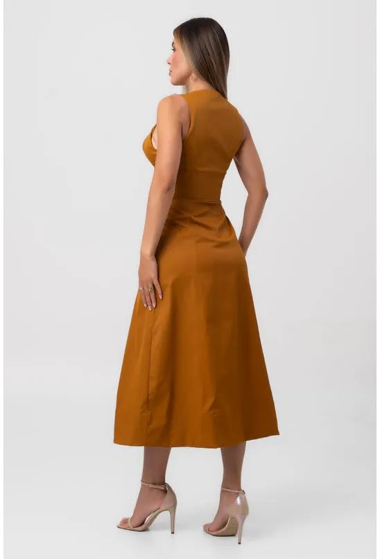 VESTIDO SUPER MIDI EVASÊ MARROM LABRAVA