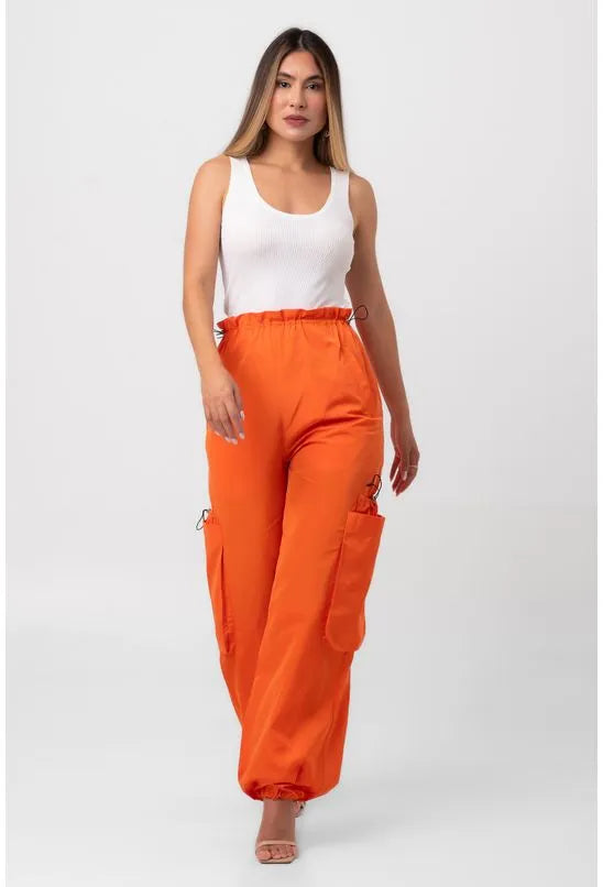 CALÇA PARACHUTE UTILITÁRIA LARANJA LABRAVA – Babadotop