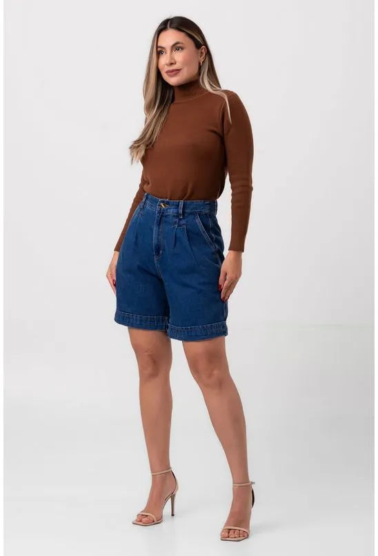 BERMUDA JEANS COM PREGAS LABRAVA