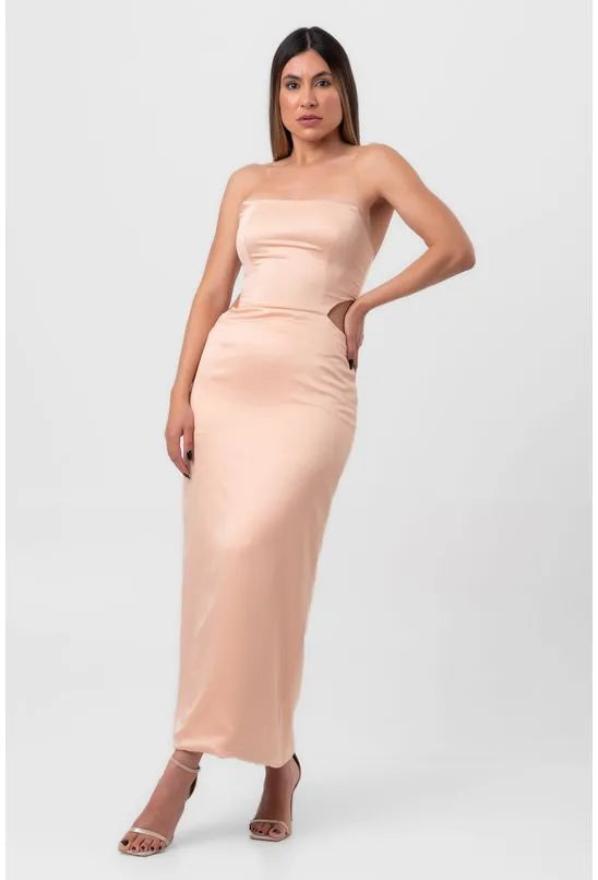 VESTIDO SUPER MIDI BEGE LABRAVA