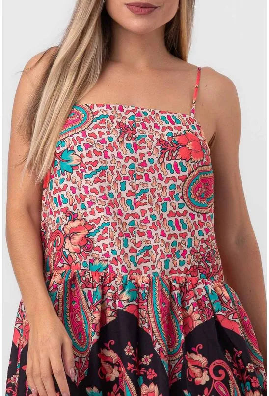 VESTIDO CURTO PAISLEY FLORAL PEQUIÁ