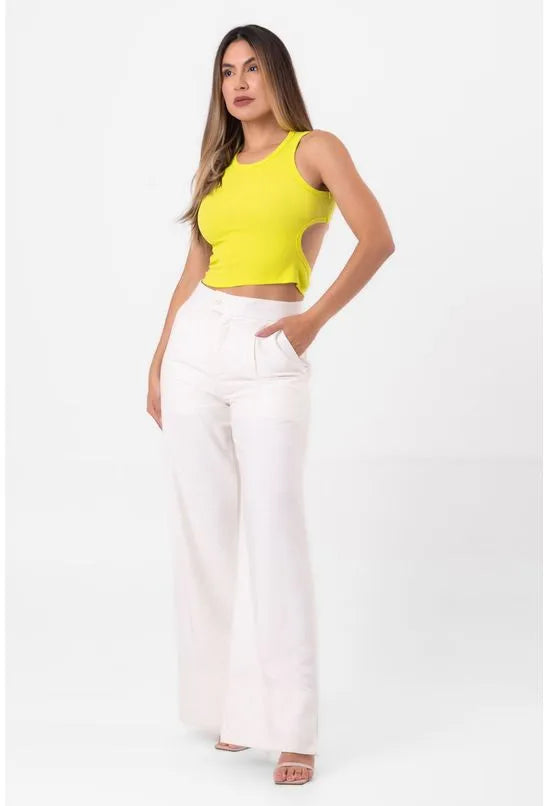 BLUSA REGATA DETALHE VAZADO VERDE FLUORESCENTE