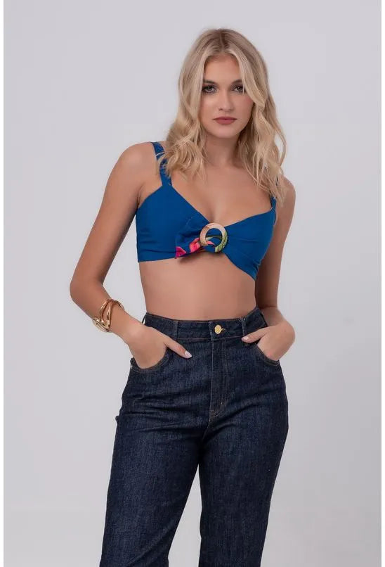TOP CROPPED FLORINDA AZUL PEQUIÁ