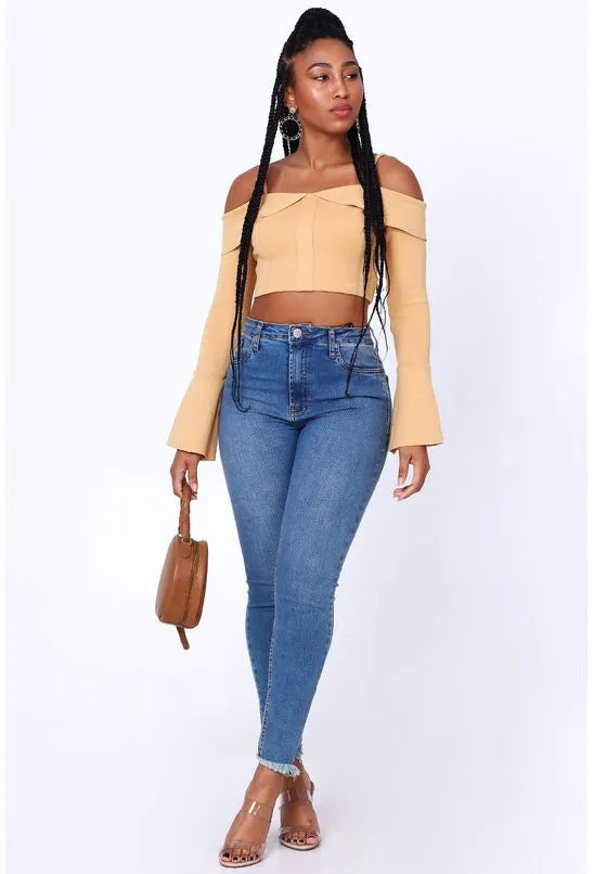 CROPPED MANGA LONGA ALL IS LOVE - BEGE