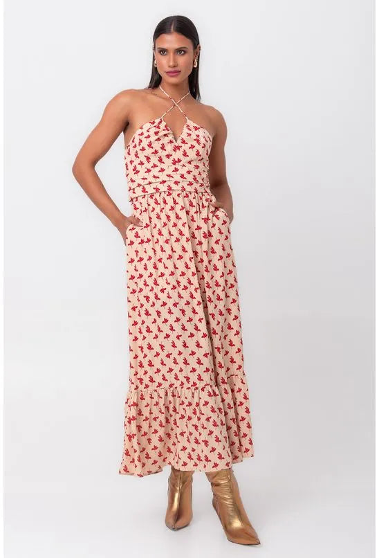 VESTIDO VISCOSE MIDI FLORIPA PEQUIÁ