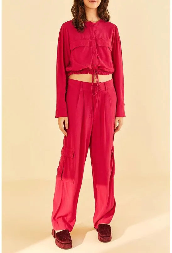 CALÇA RETA BOLSOS LATERAIS FARM