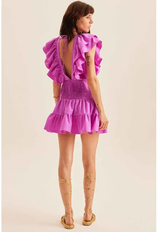 VESTIDO CURTO COM BORDADO LANÇA PERFUME
