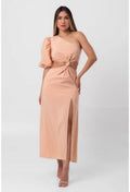 VESTIDO SUPER MIDI TORÇÃO BEGE LABRAVA