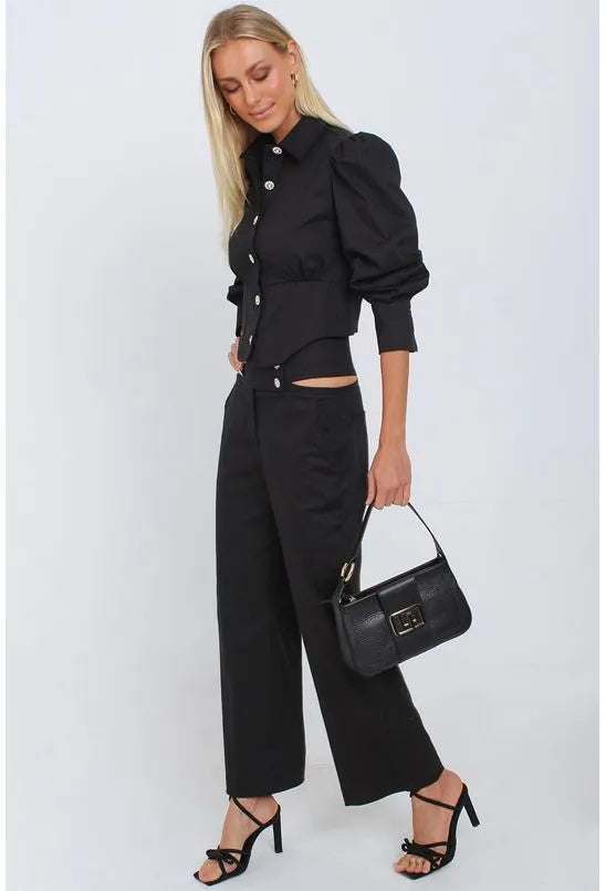 CALÇA RETA ALTO ABERTURA LATERAL MORENA ROSA