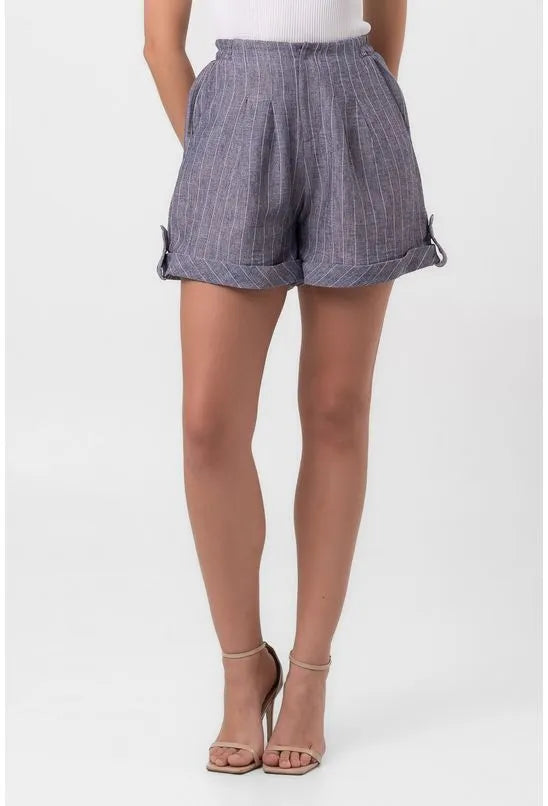 SHORT CURTO PREGAS LISTRAS VERANO AZUL LABRAVA