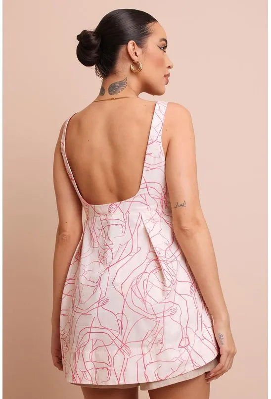 TOP DECOTE DESENHO FIG MULHER ANIMALE
