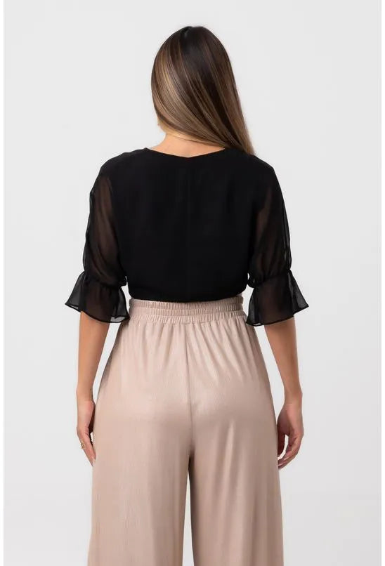 BLUSA CREPE CROPPED NÓ PRETA LABRAVA