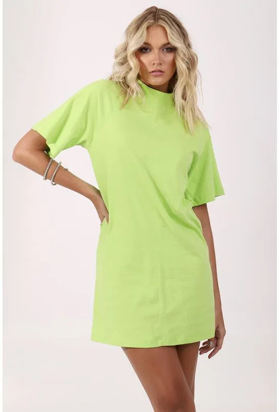 VESTIDO MALHA T-SHIRT GOLA VERDE PEQUIÁ