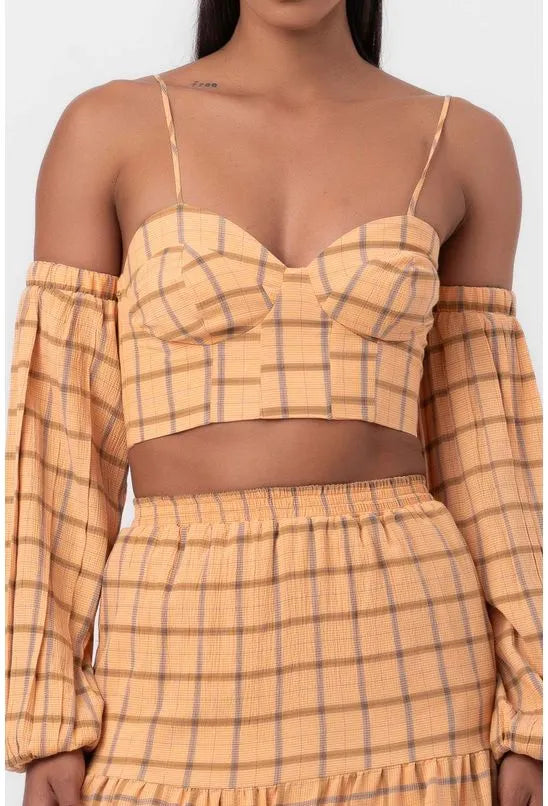 CROPPED AMARELO MADRAS PEQUIÁ