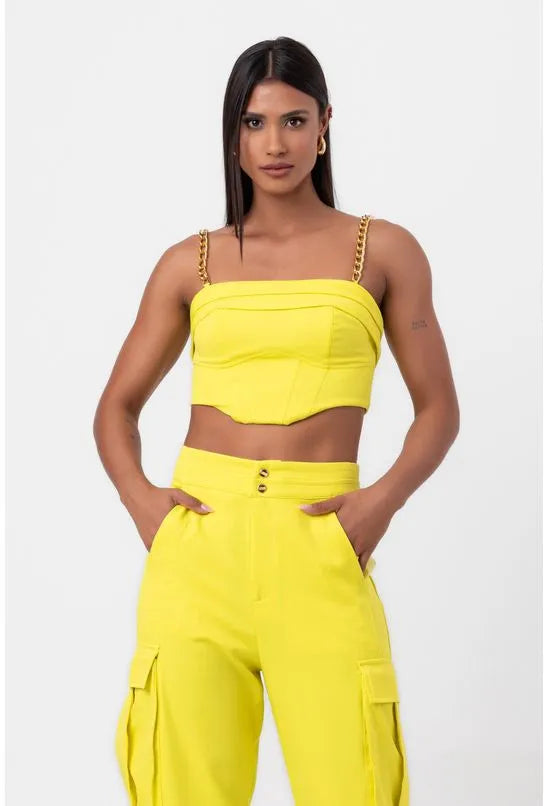 BLUSA CROPPED DEGRAUS AMARELA LABRAVA