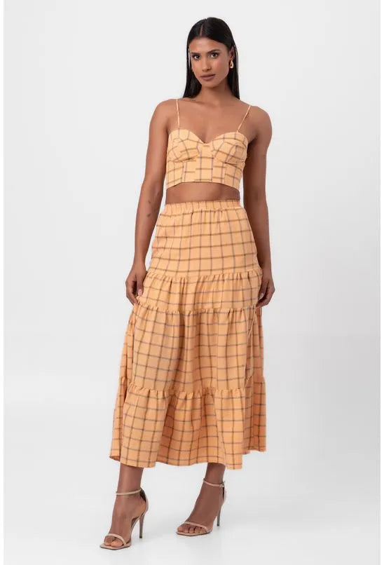 CROPPED AMARELO MADRAS PEQUIÁ