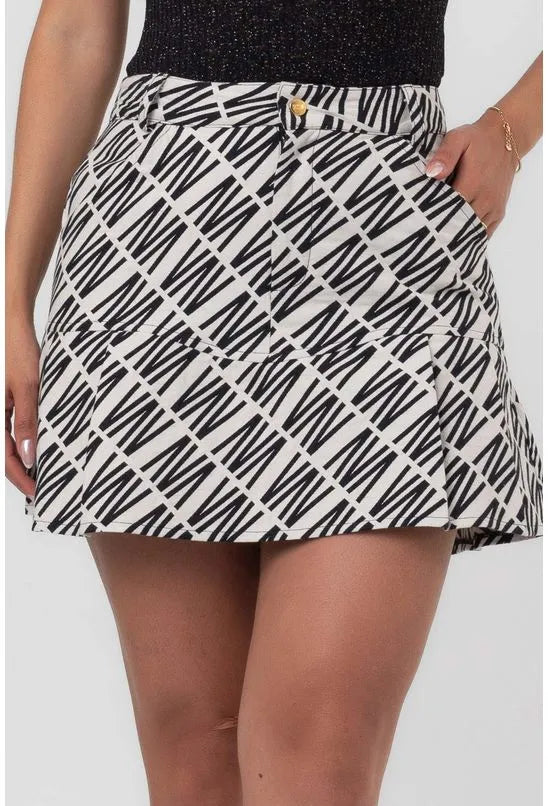 SAIA JACQUARD CURTA PREGAS GRAPHIC WHITE LABRAVA