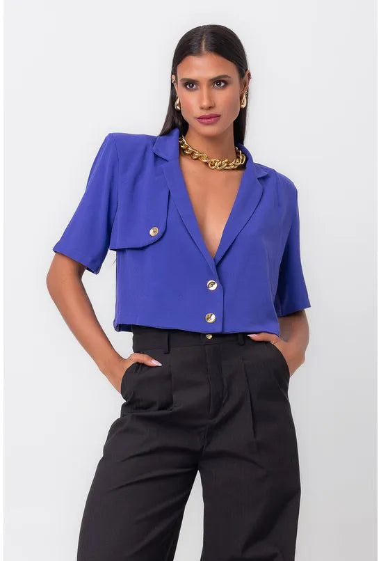 BLAZER CROPPED LAPELA ROXO LABRAVA