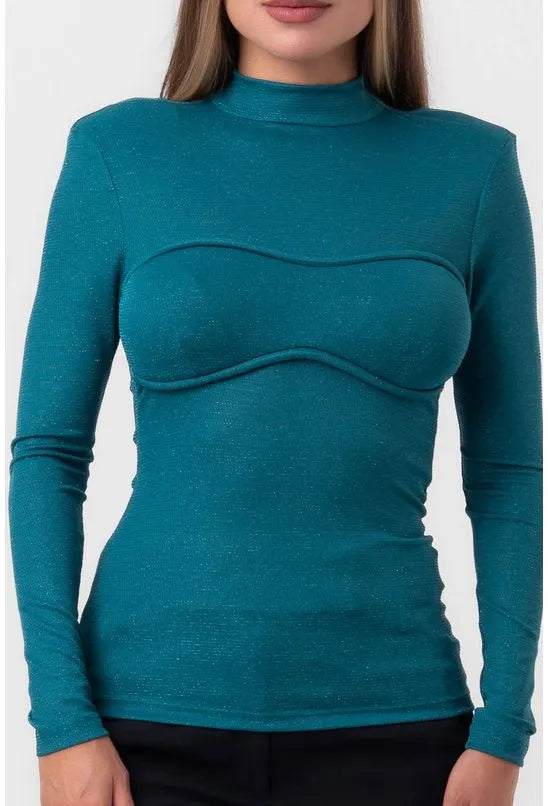 BLUSA LUREX MANGA LONGA VERDE LABRAVA