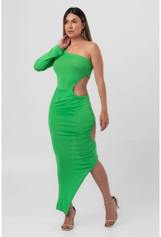 VESTIDO ASSIMETRICO VERDE LABRAVA
