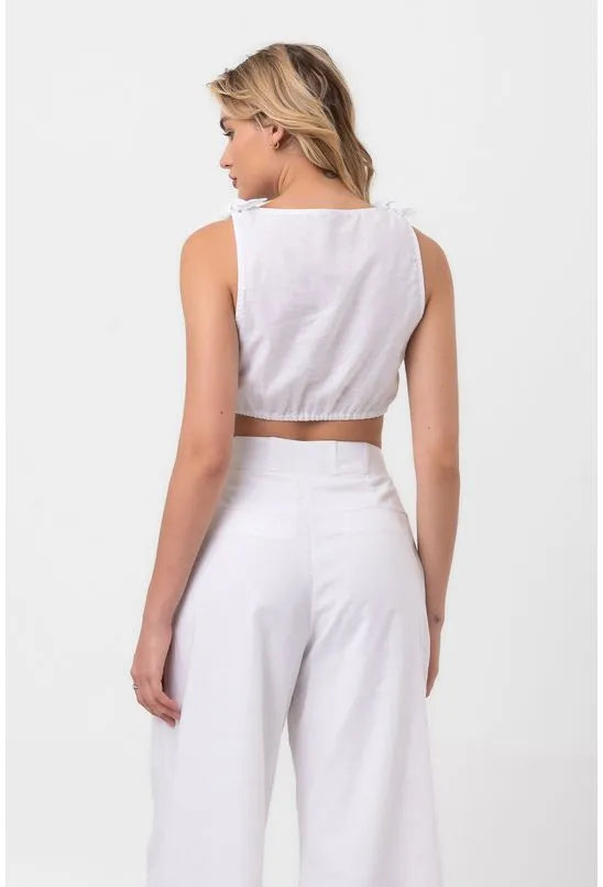 BLUSA CROPPED AMARRAÇÃO ALÇAS BRANCA LABRAVA