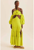 VESTIDO COM CUT OFF LONGO LANÇA PERFUME - VERDE