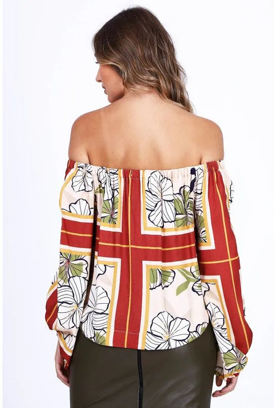 BLUSA OMBRO A OMBRO ESTAMPADA ALL IS LOVE