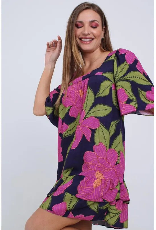 VESTIDO CURTO MAXI FLORA PEQUIÁ
