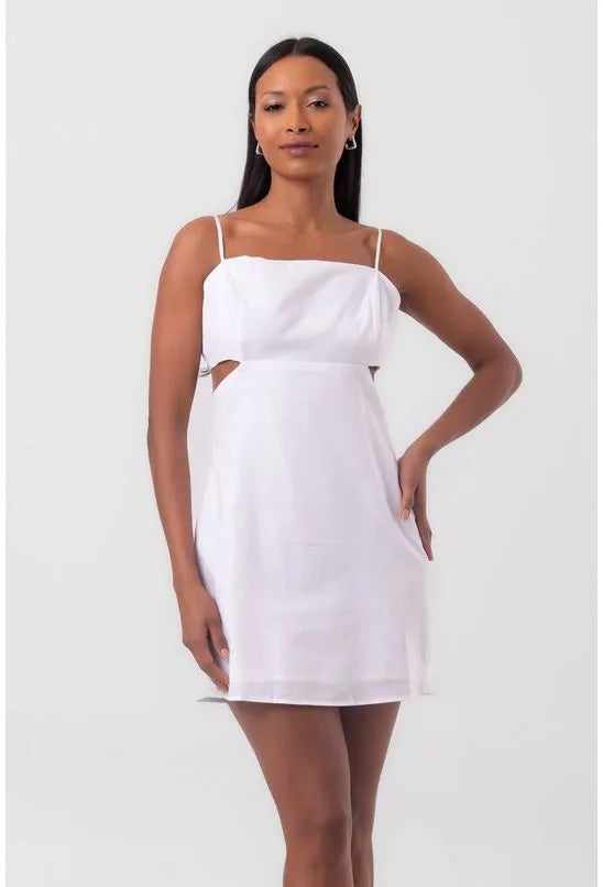VESTIDO CURTO RECORTES LATERAIS BRANCO LABRAVA