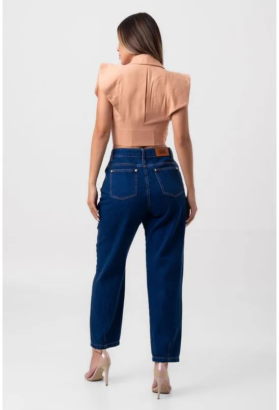 BLUSA CROPPED ACINTURADA BEGE LABRAVA