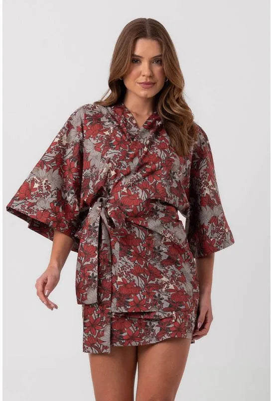 VESTIDO TRICOLINE CURTO TRANSPASSE CEREJEIRA DE OUTONO PEQUIÁ