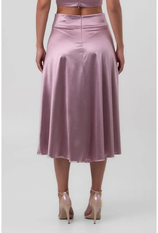 SAIA SATIN MIDI PREGAS ROXO LABRAVA