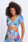 BLUSA CROPPED FOLHAGEM TROPICAL PEQUIÁ