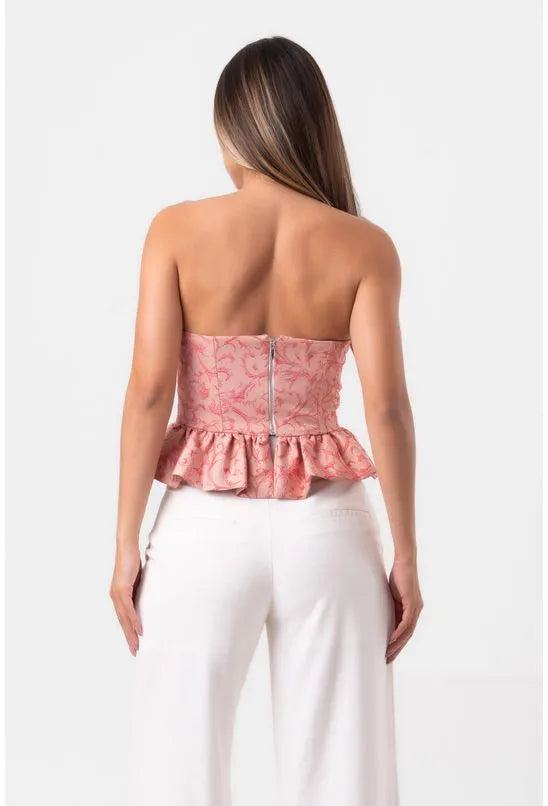 BLUSA JACQUARD SEM ALÇAS REALEZA PEQUIÁ