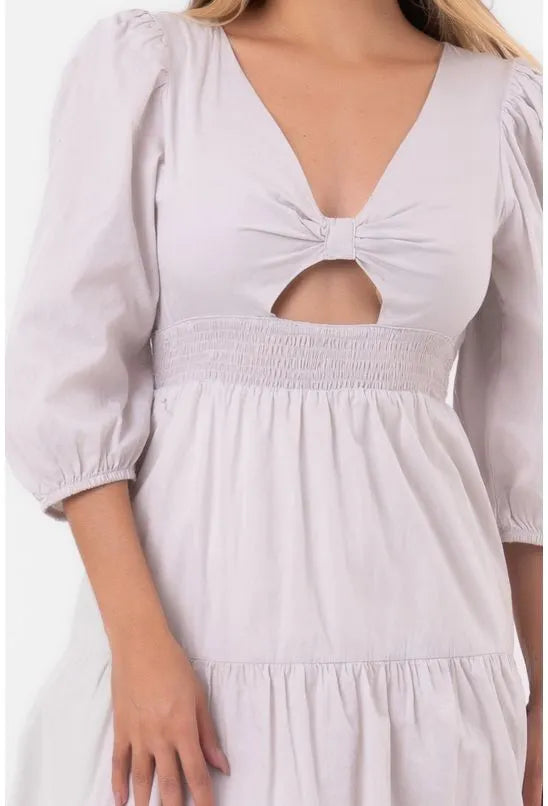 VESTIDO TRICOLINE CAMADAS CINZA PEQUIÁ