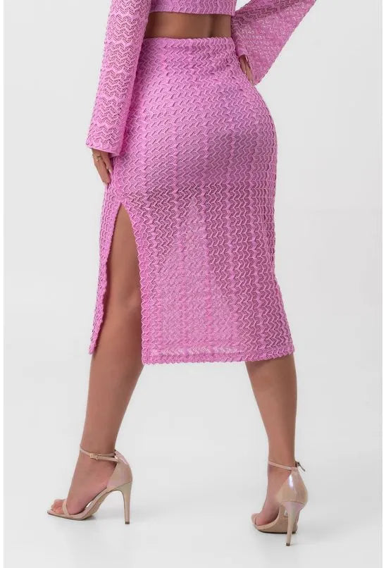SAIA RENDA MIDI COM FENDA ROSA LABRAVA