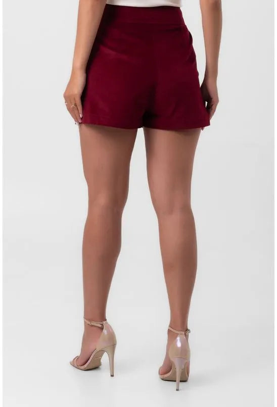 SHORT VELUDO EVASÊ VINHO PEQUIÁ