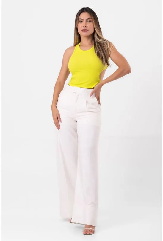 BLUSA REGATA DETALHE VAZADO VERDE FLUORESCENTE
