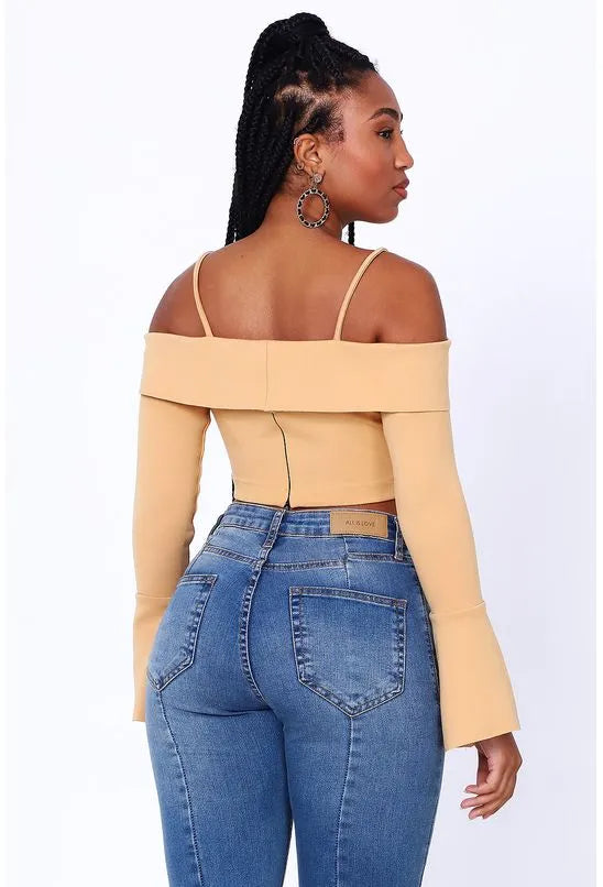 CROPPED MANGA LONGA ALL IS LOVE - BEGE