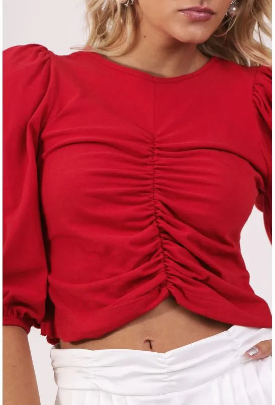 BLUSA CROPPED FRANZIDA VERMELHA LABRAVA