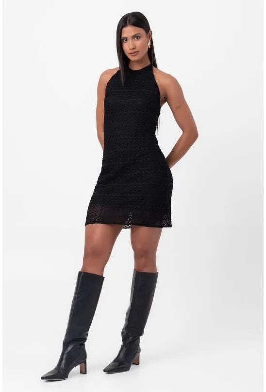 VESTIDO RENDA CURTO PRETO LABRAVA