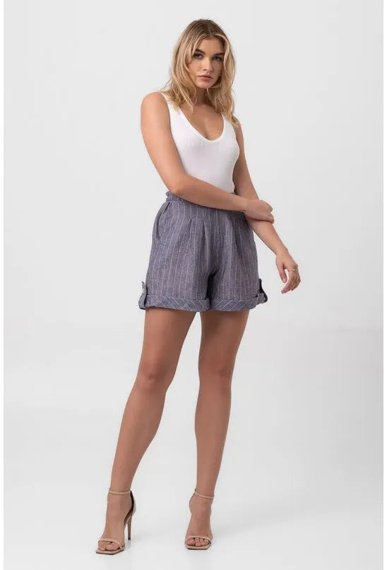 SHORT CURTO PREGAS LISTRAS VERANO AZUL LABRAVA