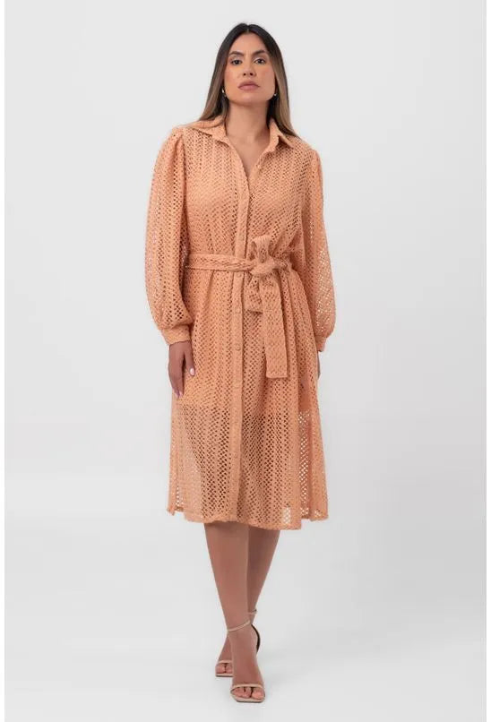 VESTIDO RENDA MIDI ROSA LABRAVA