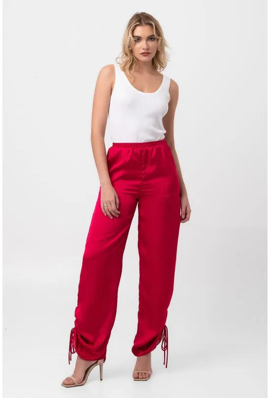 CALÇA RETA ACETINADA ROSA LABRAVA